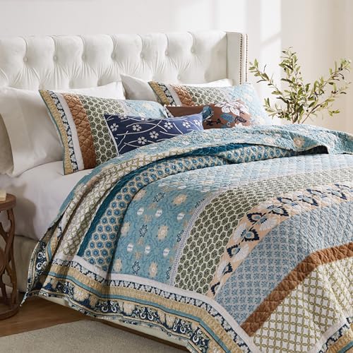 3-Piece Full/Queen Blue Quilted Bedding Set B161