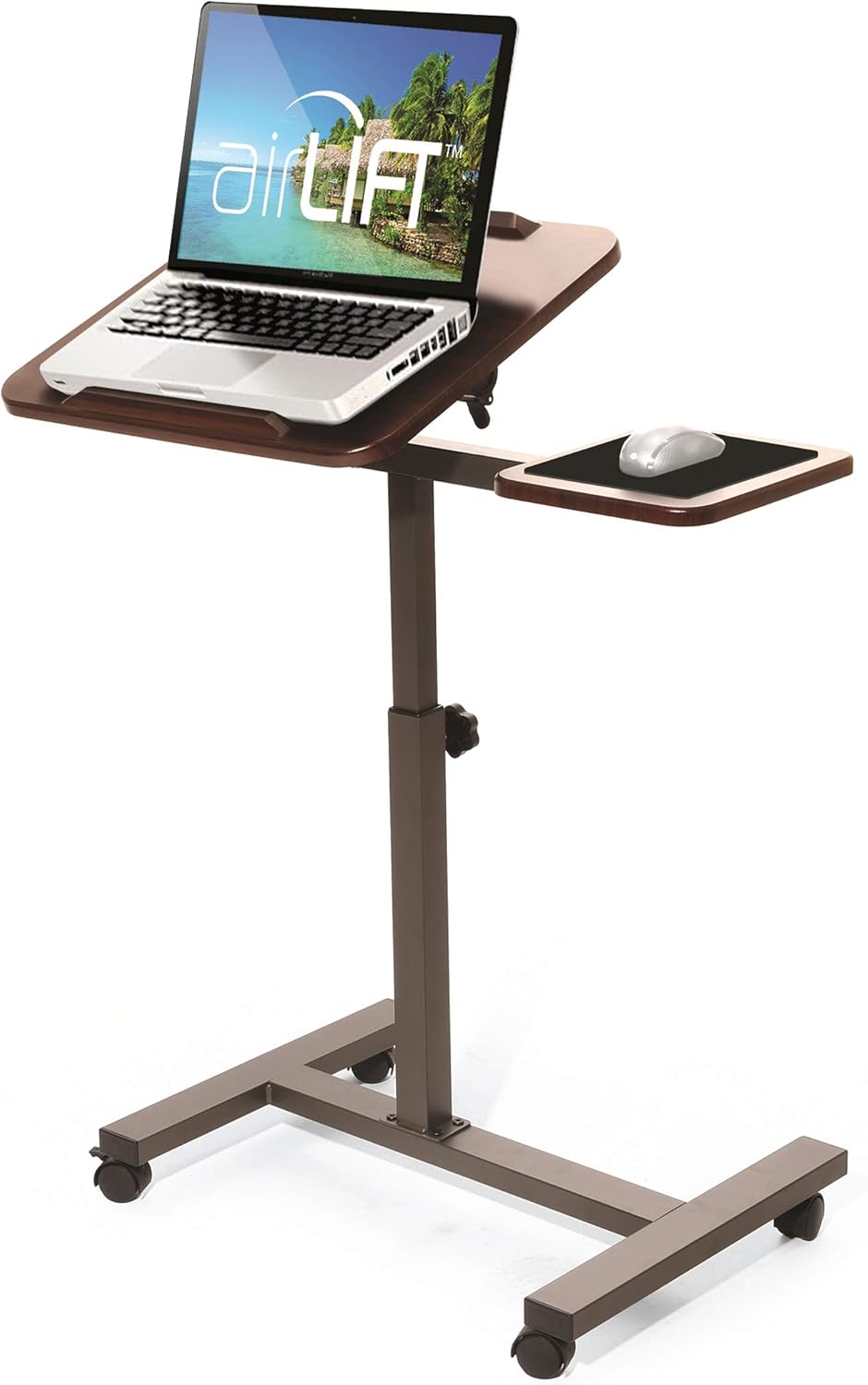 Mobile Height Adjustable Laptop Workstation Desk Cart with Wheels, White P7764