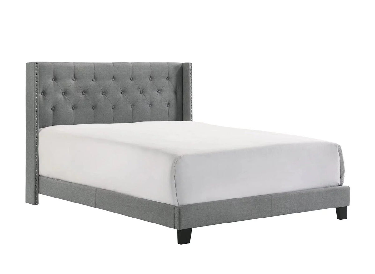 King Size Gray Fabric Upholstered Headboard C78051