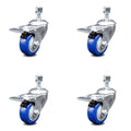 Blue Poly Swivel Caster Set 4 with 3x22 Wheel 12MM Stem B896