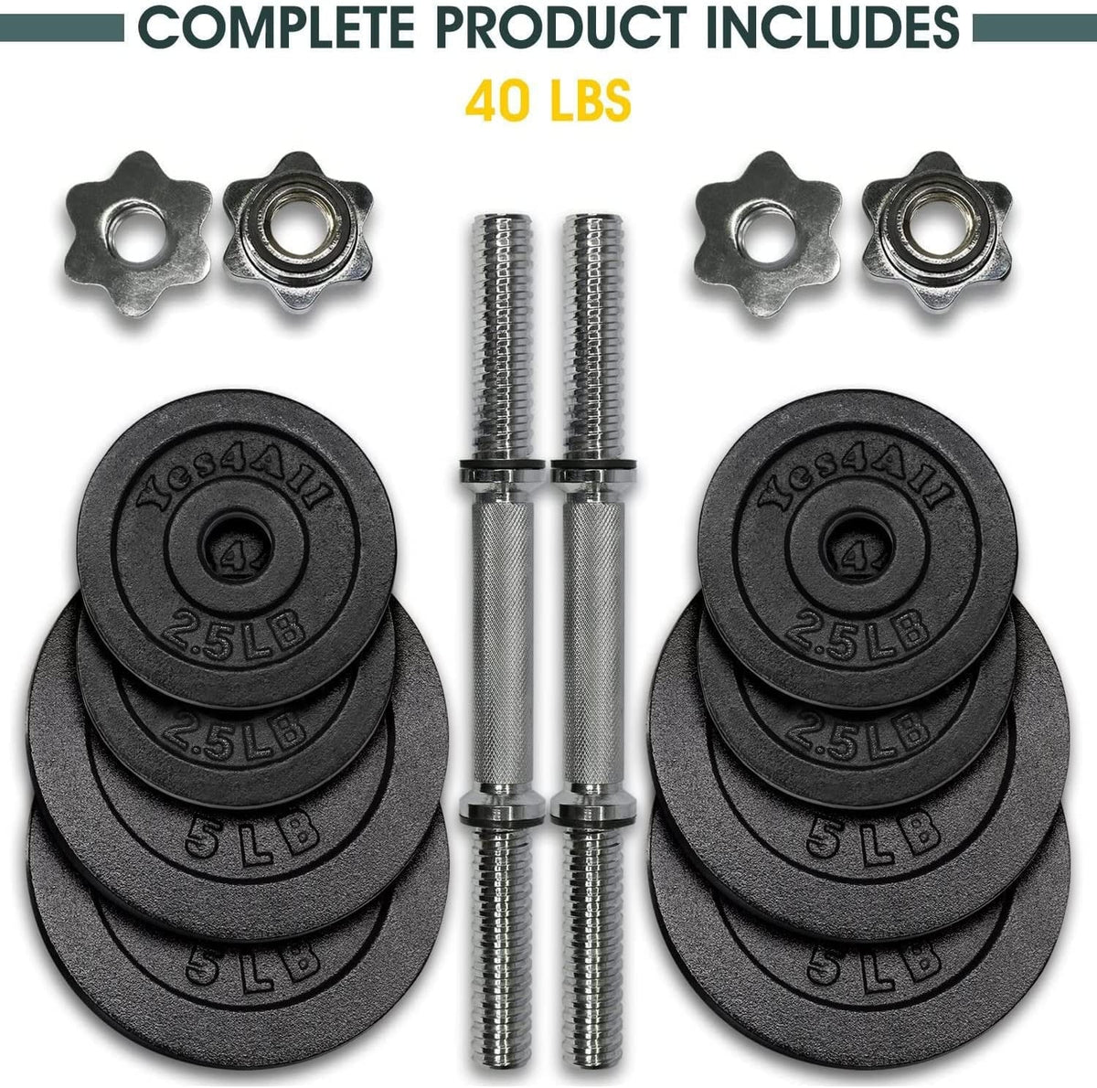 Adjustable 50 lbs Cast Iron Dumbbell Set J575971