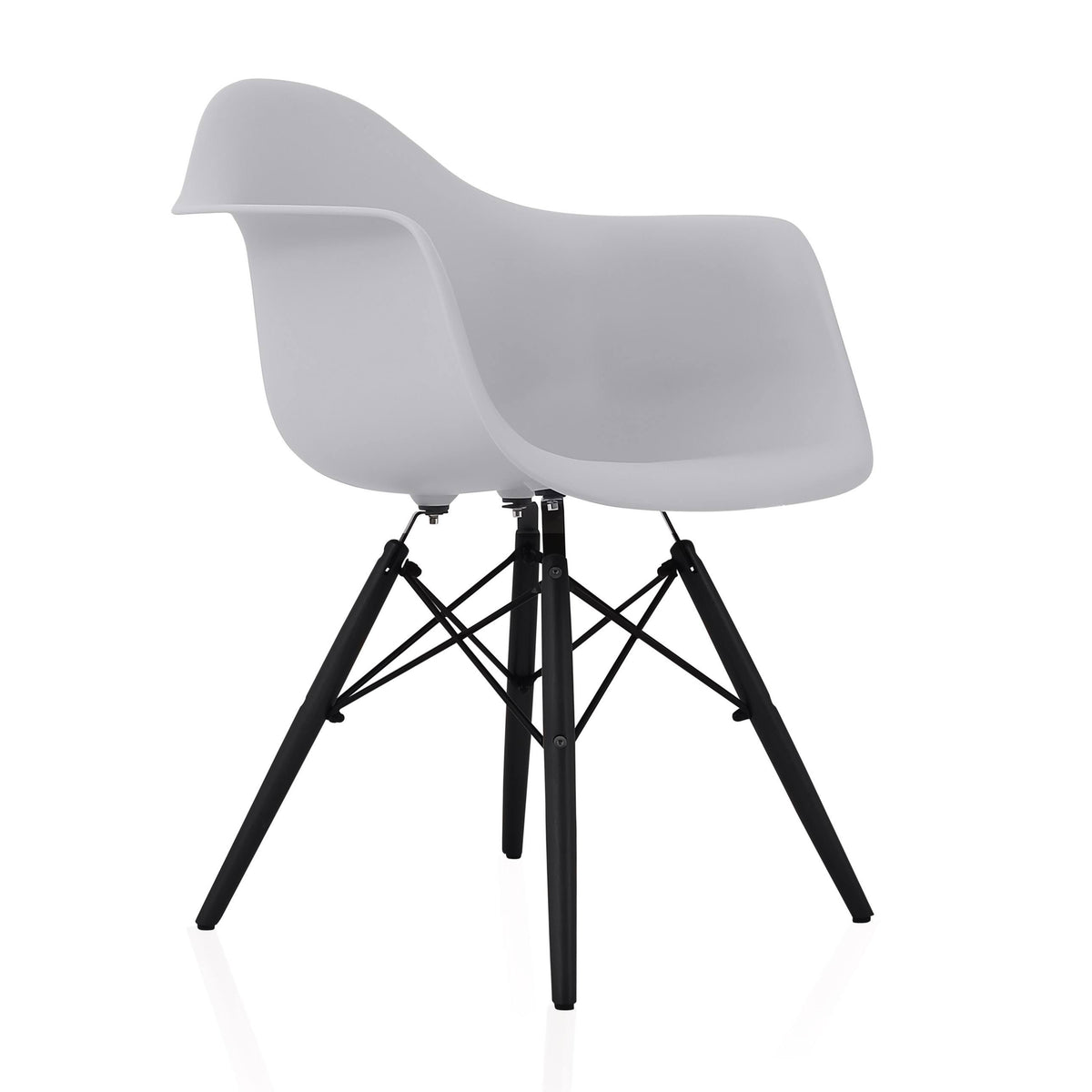 Light Grey Molded Plastic Dining Arm Chair with Black Wood Legs U117158