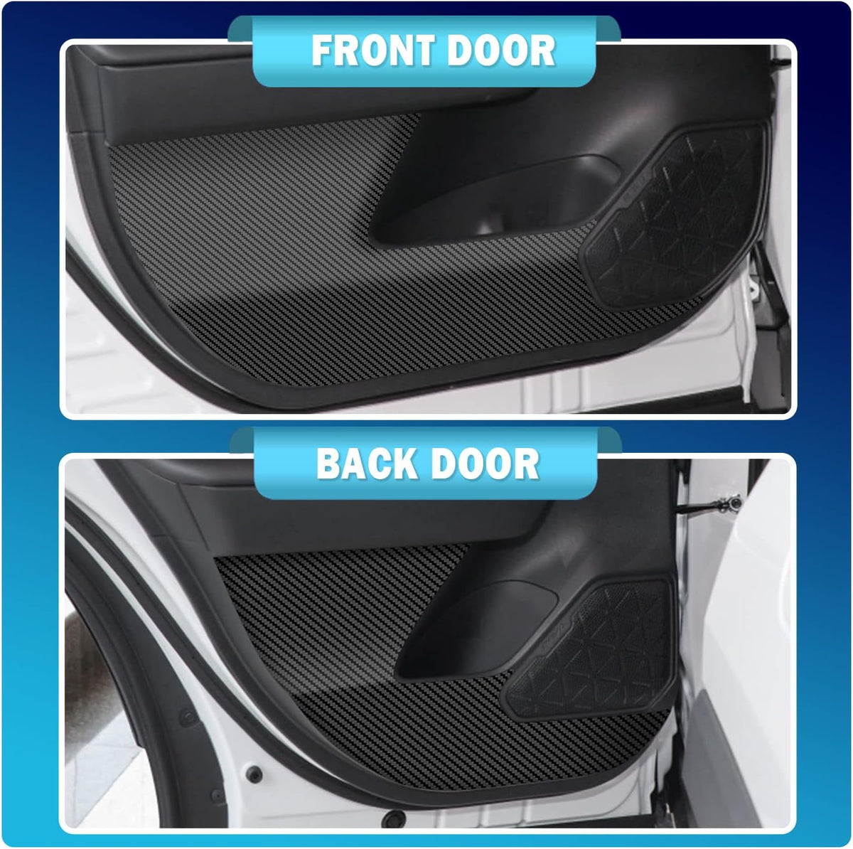 Carbon Fiber Texture Side Door Anti-Kick Threshold Protection Decal Panel W5740