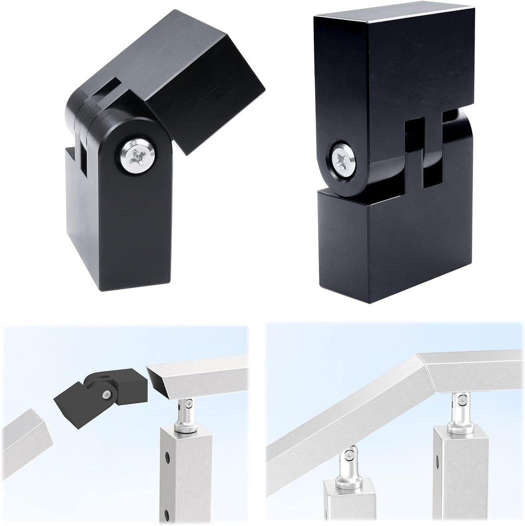 2pack Adjustable Angled Stairs Handrail Connector POM Black T1539