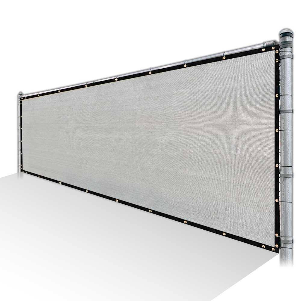 Grey Privacy Fence Screen HDPE Mesh Windscreen with Reinforced Grommets W9818
