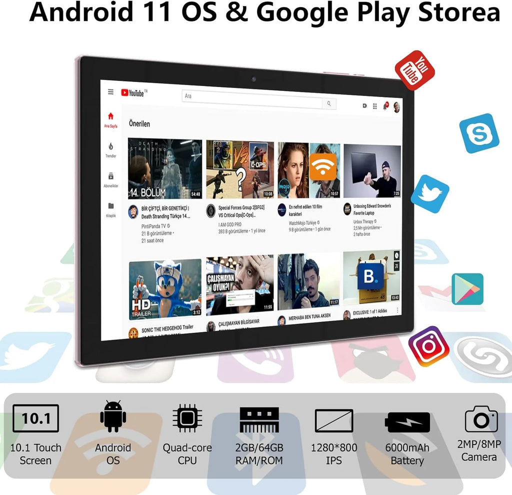 10 Inch Tablet 4GB RAM 64GB ROM Android 11 6000mAh T713