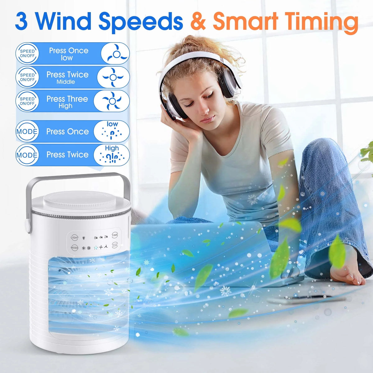 Portable Air Conditioner Fan, Evaporative Air Cooler, 1600ml Double Tank C26888