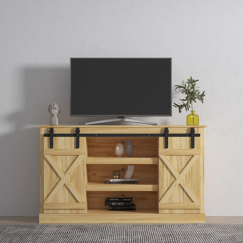 Wood TV Stand with Storage Cabinet for 50 55 65 inch U745