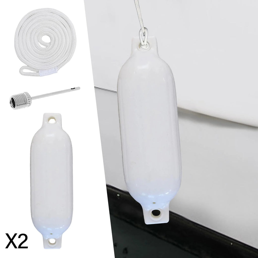 2 Pieces Inflatable PVC Dock Protection Buoy with 2m White Rope C166