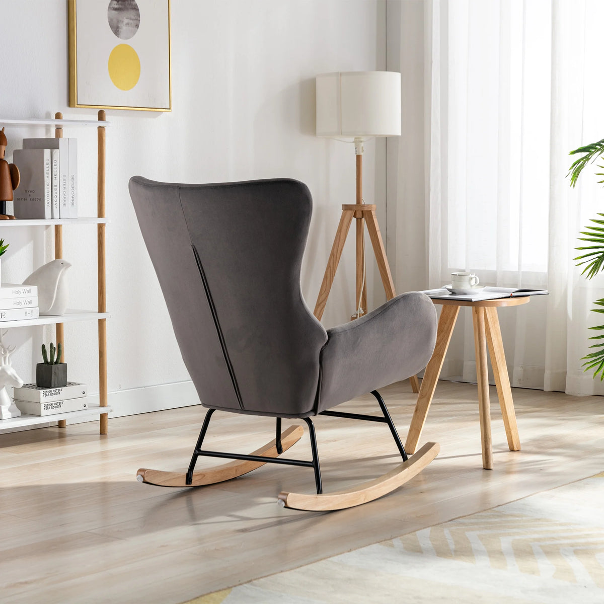 Velvet Recliner Chair with High Backrest and Armrests U50864