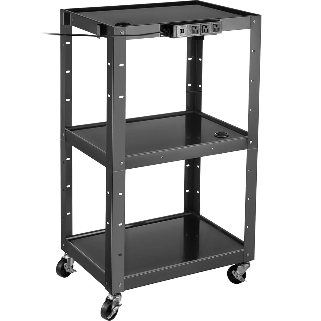 Steel AV Cart Media Cart with Cord Management Height Adjustable W7447