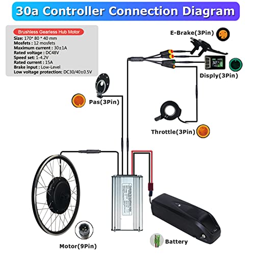 48V 1000W 1500W Rear Drive Hub Motor Ebike Conversion Kit, 27.5inch V847466