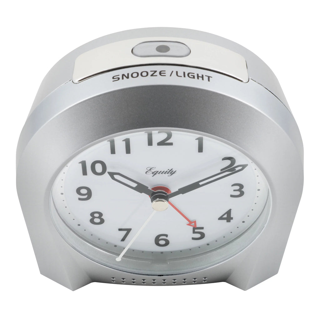 Silver Silent Sweep Night Vision Alarm Tabletop Clock Z643
