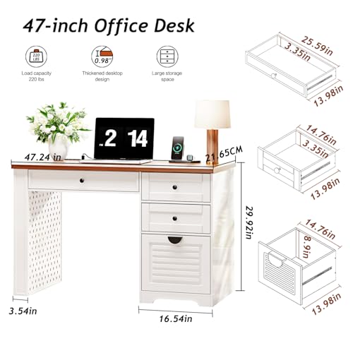 Antique Cream 7 Drawer Computer Desk M34205