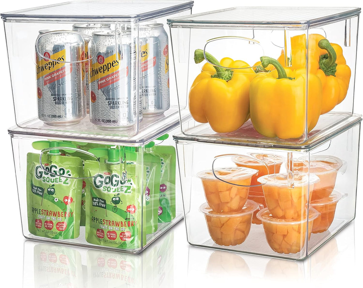Clear Stackable Plastic Storage Bins with Lid, 4 Pack of 2 N98660