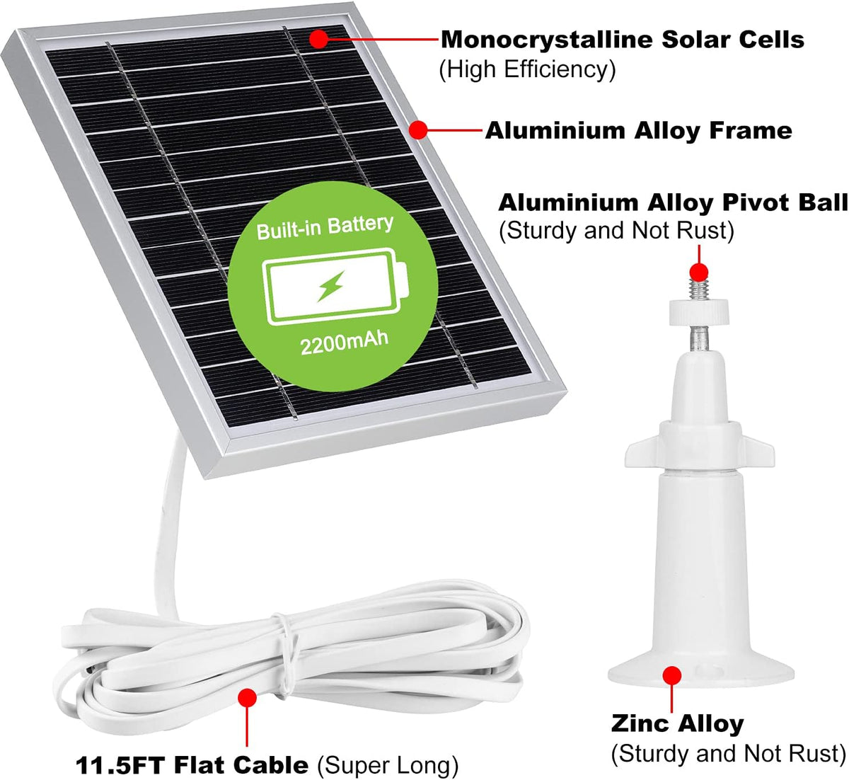 Silver 2PACK Solar Panel for Outdoor Security Camera F489