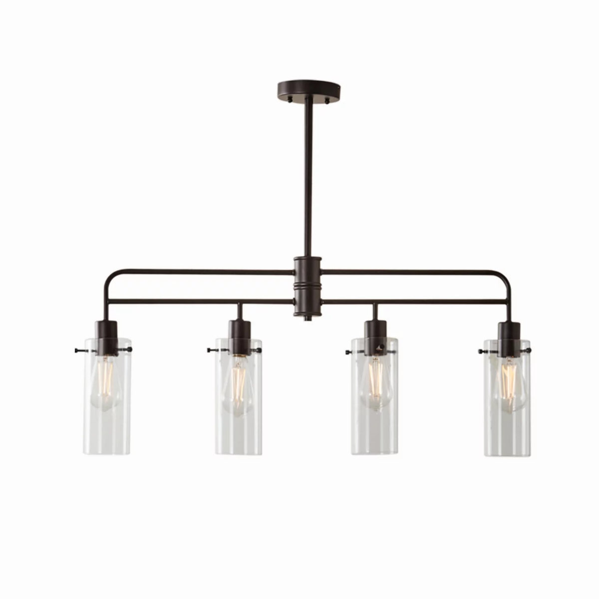 Bronze Metal Clear Glass 4-Light Island Pendant Light G551844