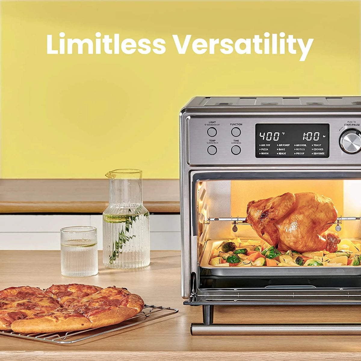 12-in-1 Air Fryer Toaster Oven Combo, 26.4 QT, Stainless Steel X72270