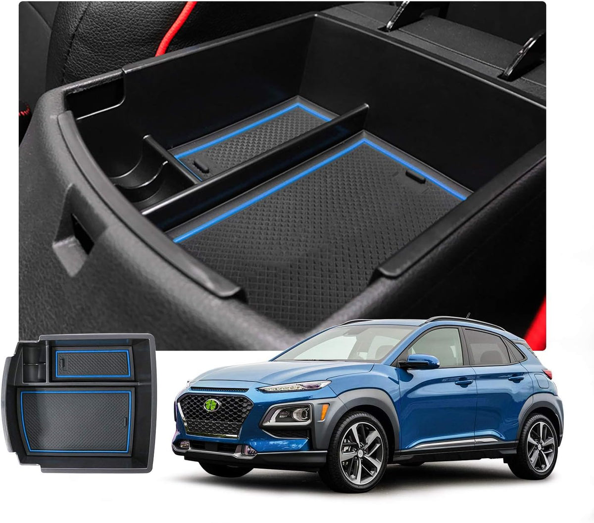 Blue Car Center Console Organizer Tray Pack of 2 L4162