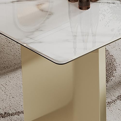63 inch Clear Rectangular Glass Dining Table with Gold Metal Legs S7756