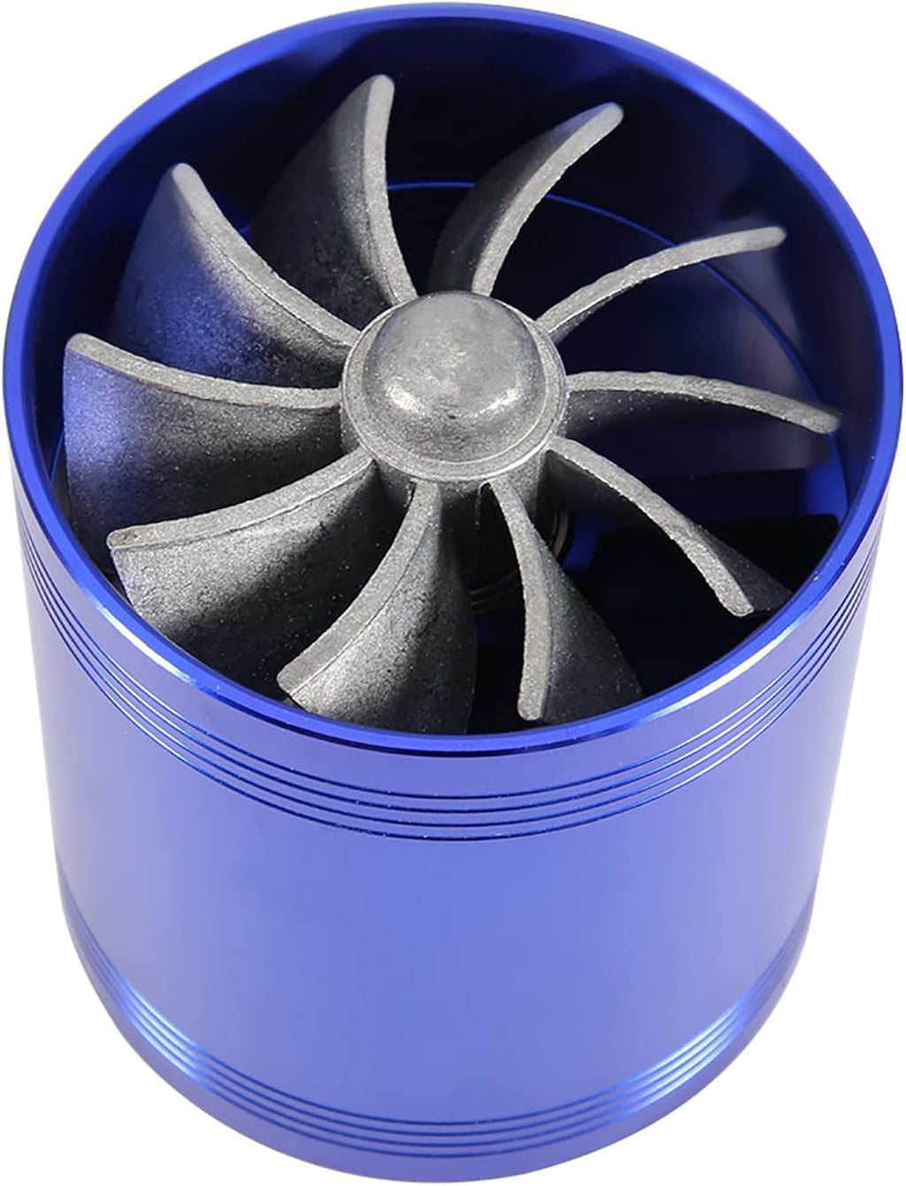 Twin Fan Turbine Car Air Intake Turbocharger Super Gas Fuel Saver Turbo (Blue) W716409