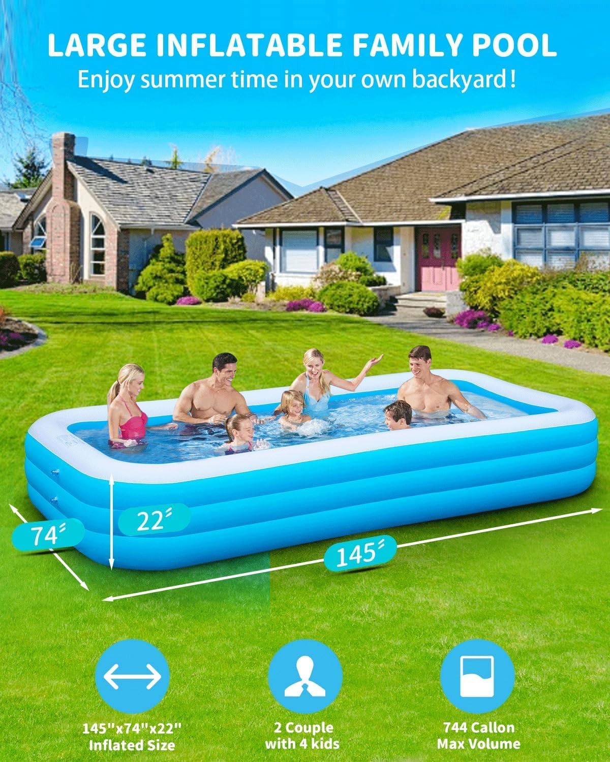 145"x74"x22" Inflatable Pool S341642