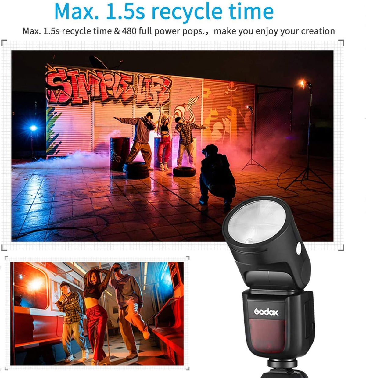 Round Head On Camera Flash Speedlite with Lithium Battery F905