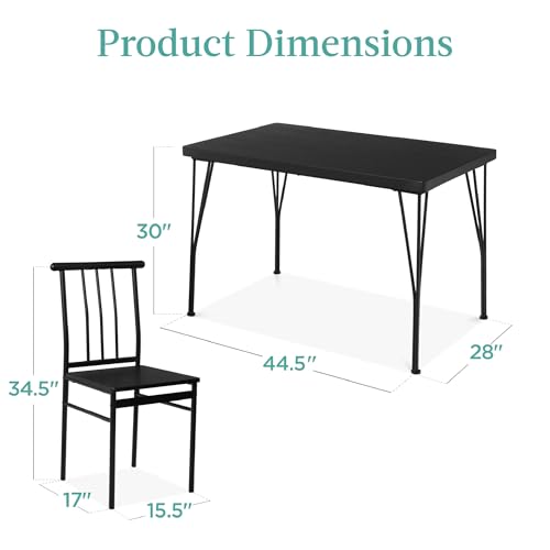 5-Piece Metal and Wood Rectangular Dining Table Set with 4 Chairs V955