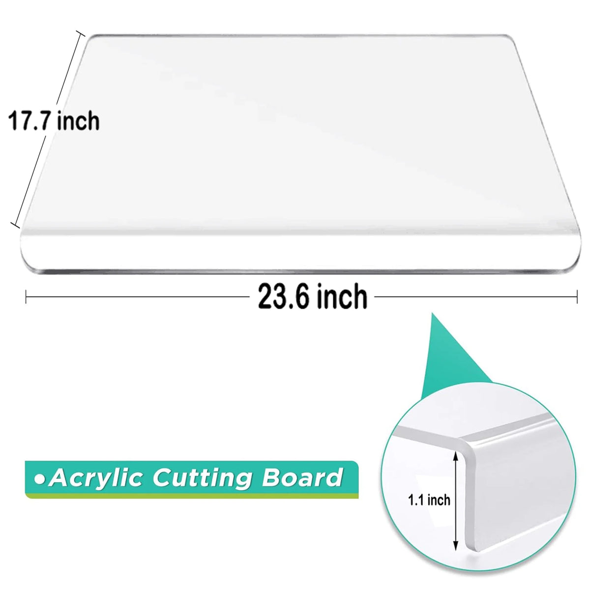 Acrylic Cutting Board with Lip, Transparent 23.6x 17.7in L2465