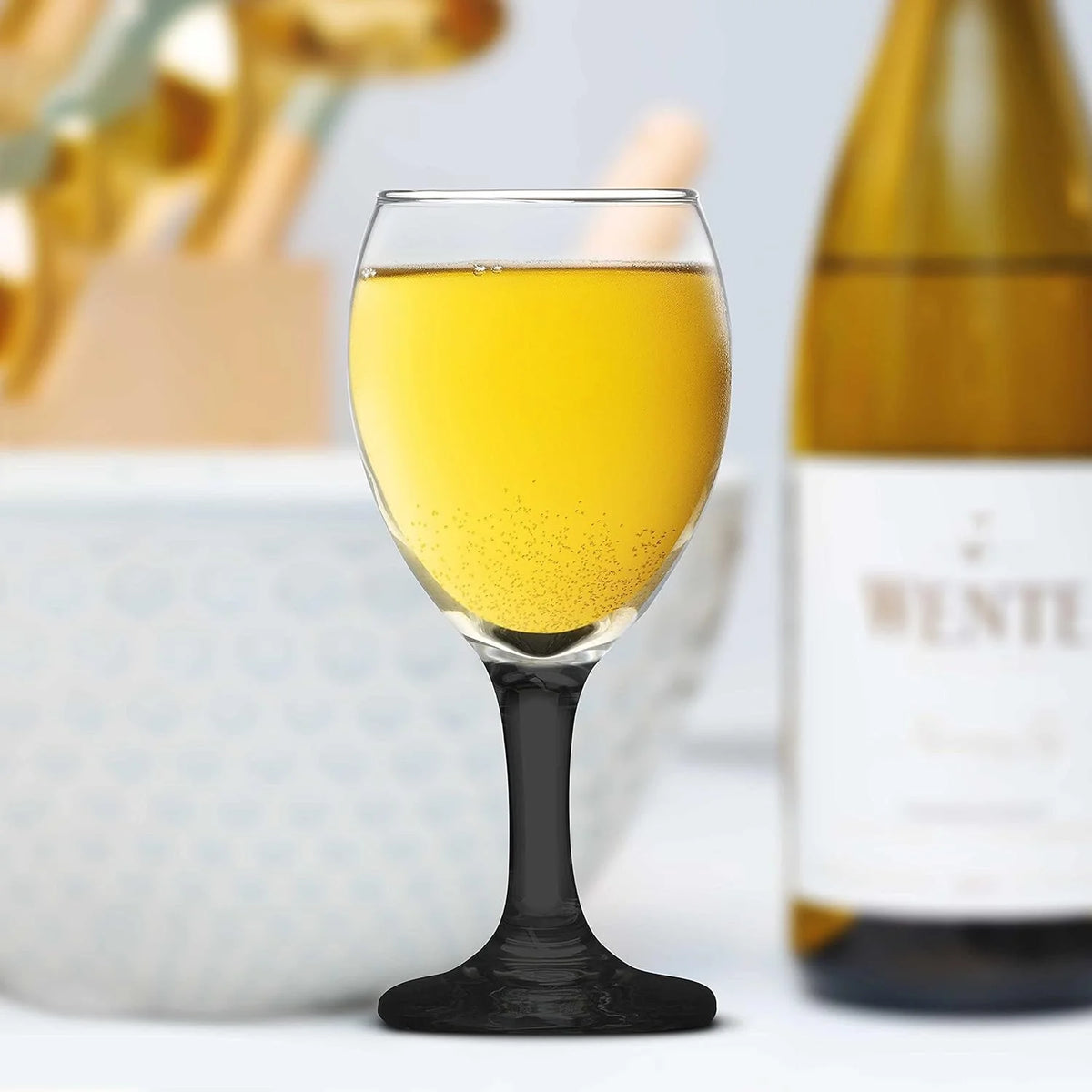 Black 8.5 Oz Wine Glasses Set S1715