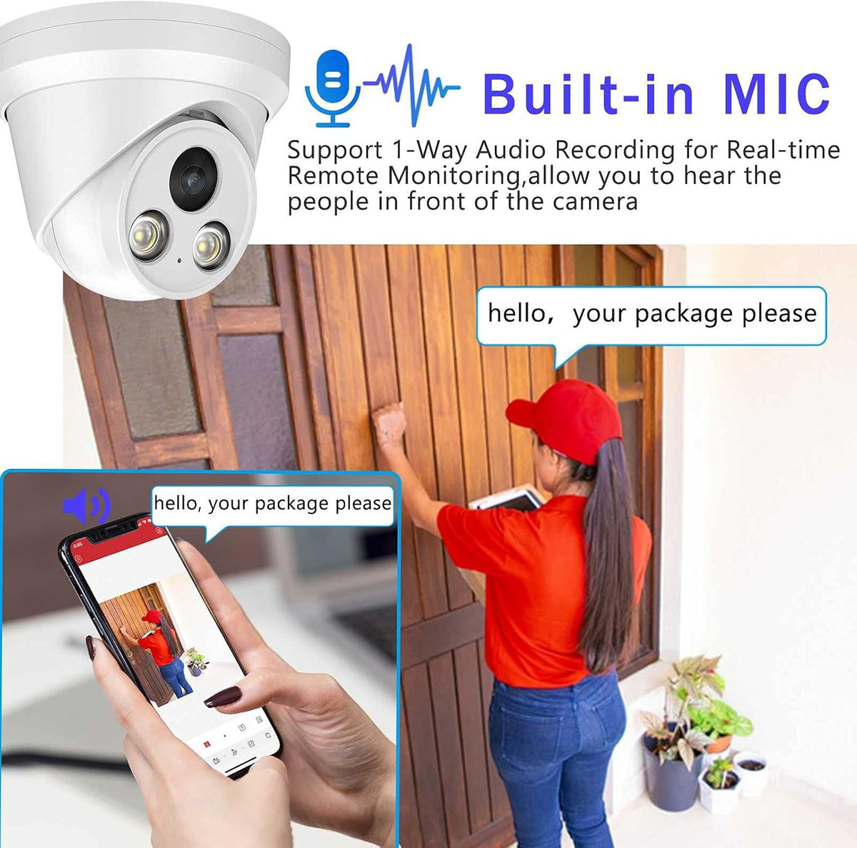 5MP Turret PoE Security IP Camera with Mic/Audio A192