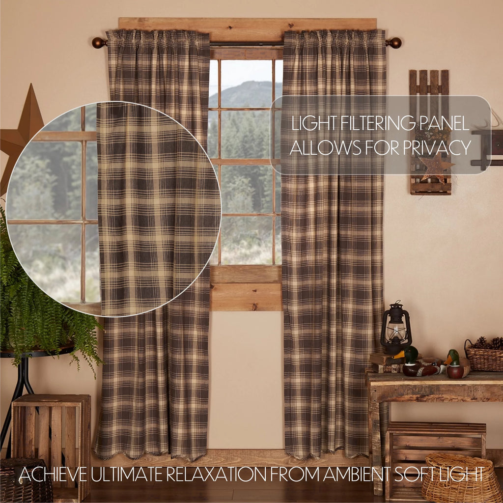 Brown Scalloped Curtain Panel Pair U789