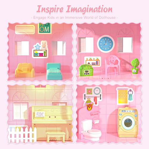 4-Story Dollhouse Playset with 2 Dolls and Accessories F999103