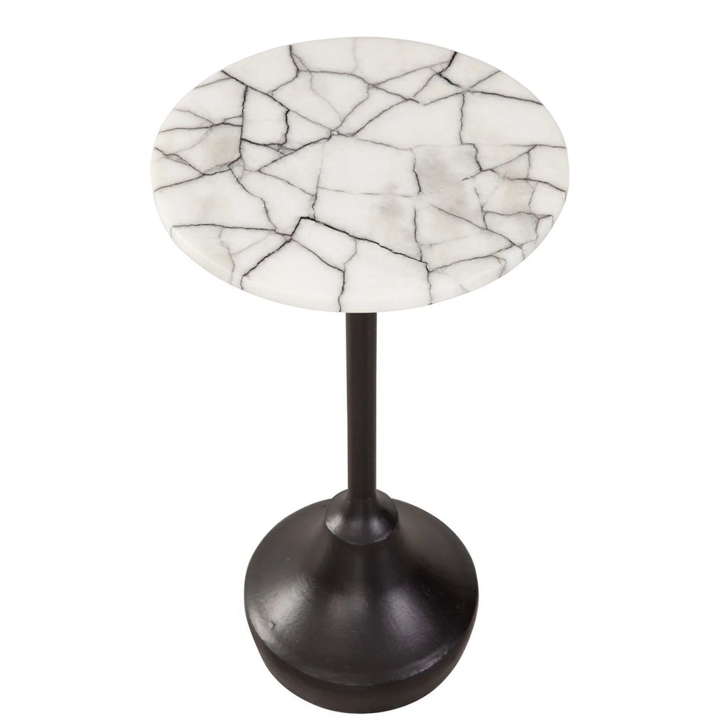Matte Black Metal and Marble Accent Table D33964