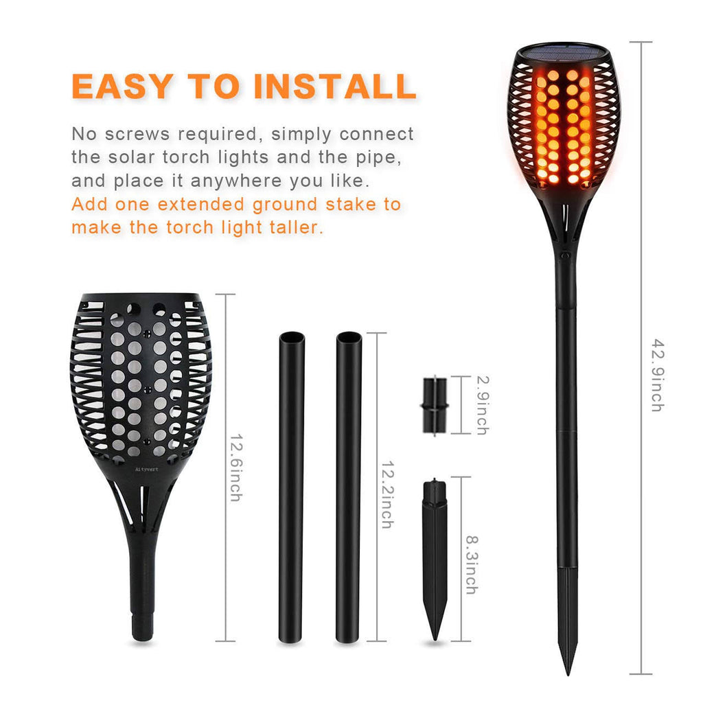 Solar Torch Lights Waterproof Flickering Flame Torches X490