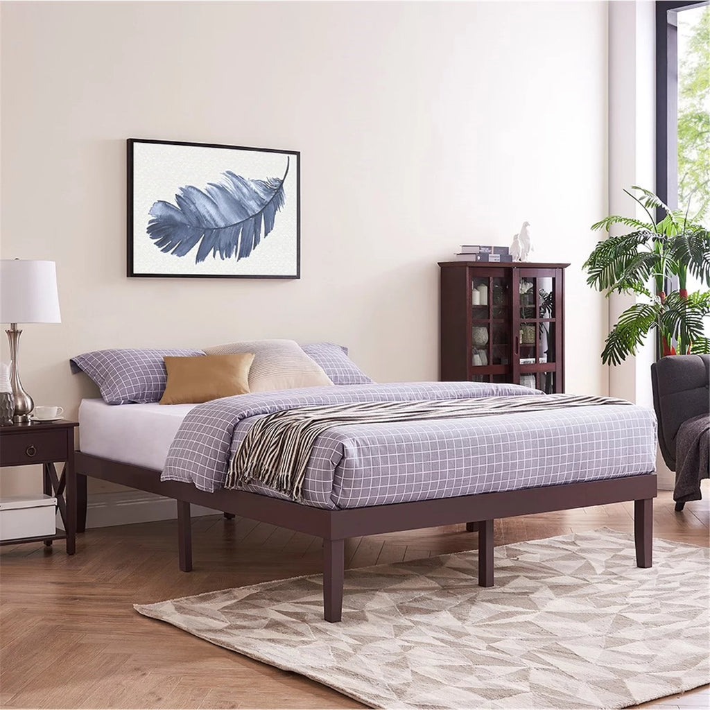 King Solid Wood Platform Bed Frame with Wooden Slats T8862