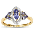 14K Yellow Gold Rhodium Real Diamond and Tanzanite Ring Z80062