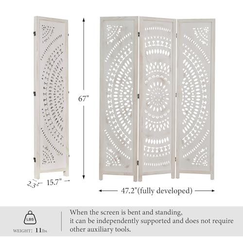 Wood Carved Folding Room Divider Screen 6 Panels F9122