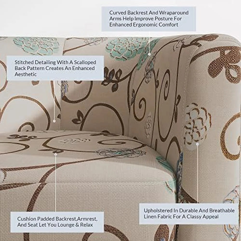 Linen Accent Chair with Flared Legs and Plush Cushion A97998