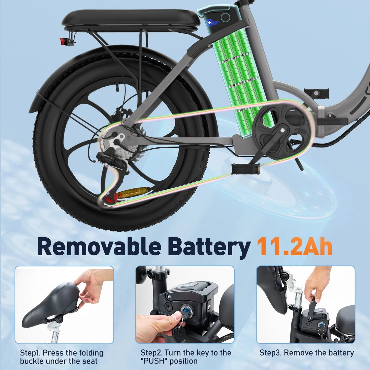 500W Fat Tire Electric Bike 11.2Ah 36V V438713