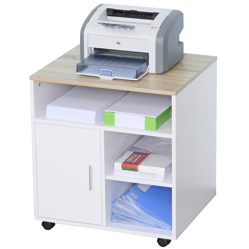White Printer Stand with 4 Wheels V52789