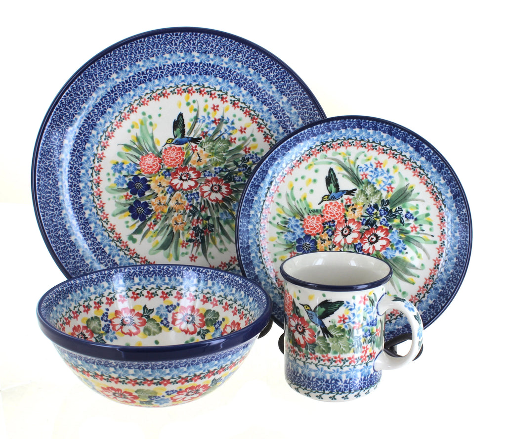 16 Piece Polish Pottery Dinner Set with Small Coffee Mug Y977004