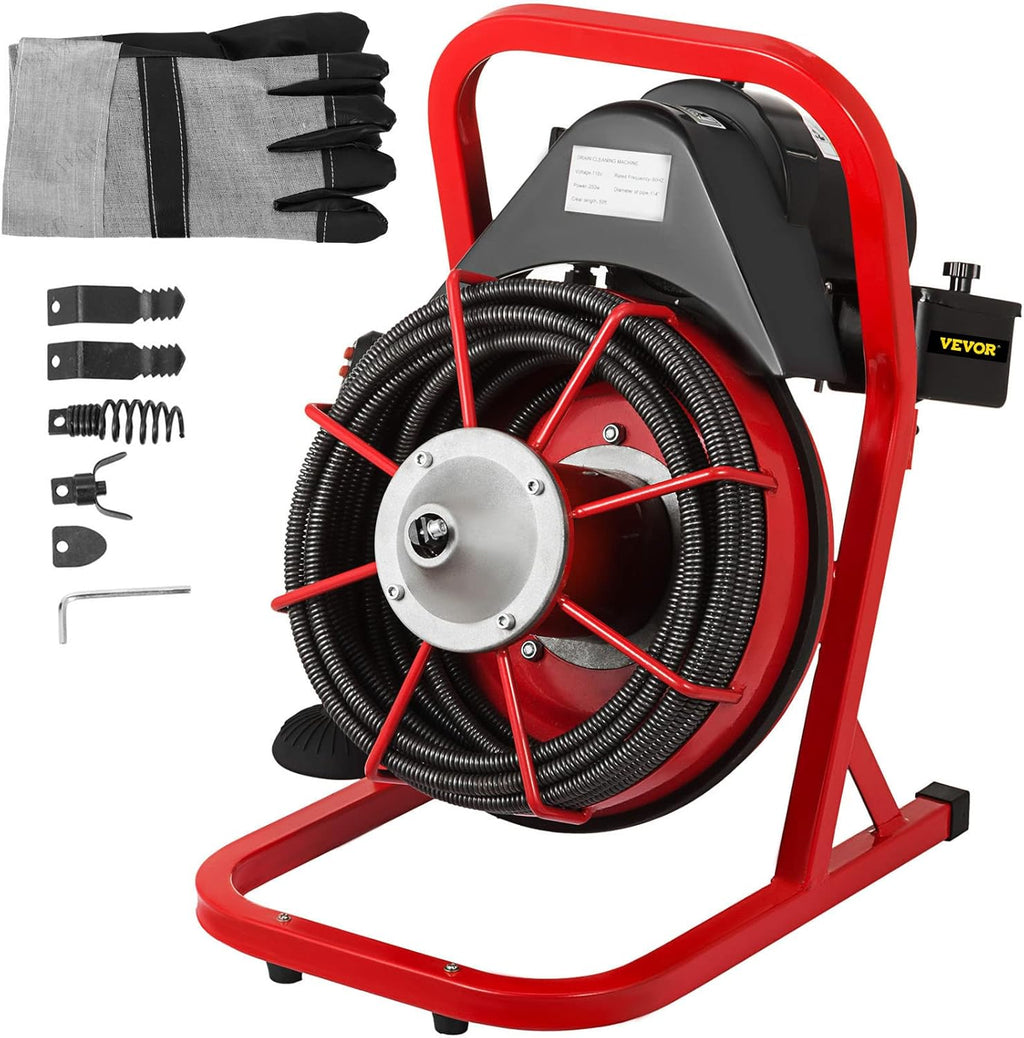 50 Ft x 3/8 Inch Portable Drain Cleaner with 8 Auger Bits Y821090
