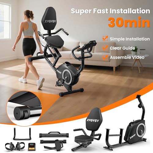 Recumbent Exercise Bike, 16-Level Resistance, Adjustable Seat, 400LB Capacity F43929