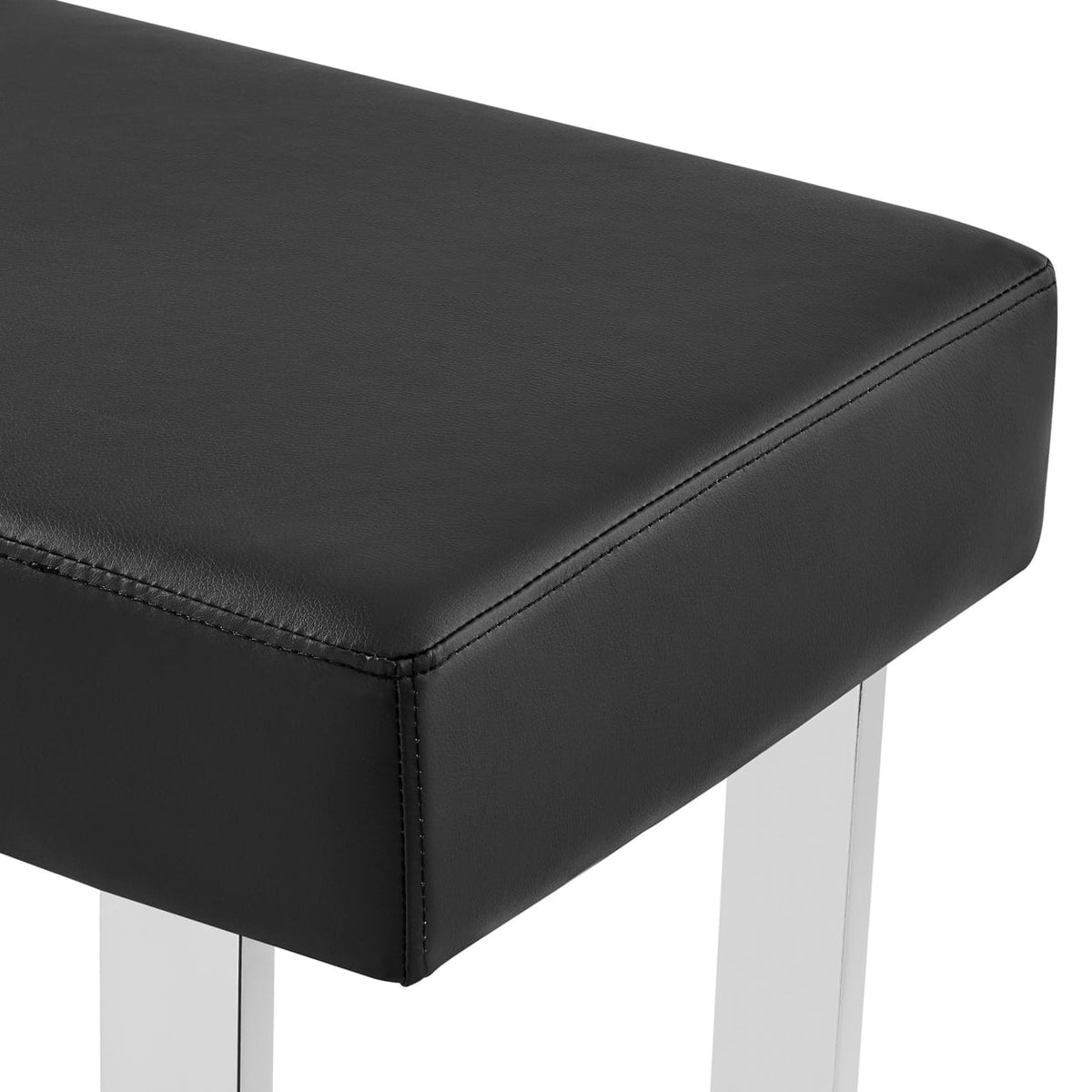 48 Inch Black Leatherette Bench with Metal Frame I30557