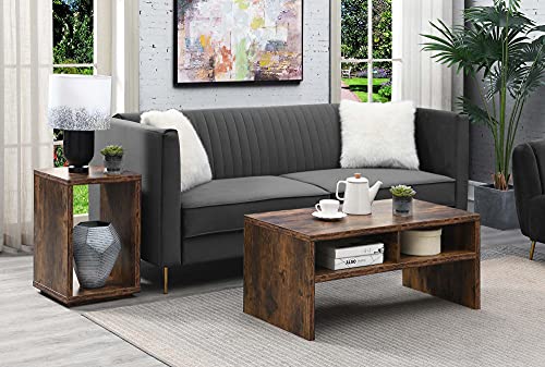 White Faux Marble End Table with Shelf Z9408