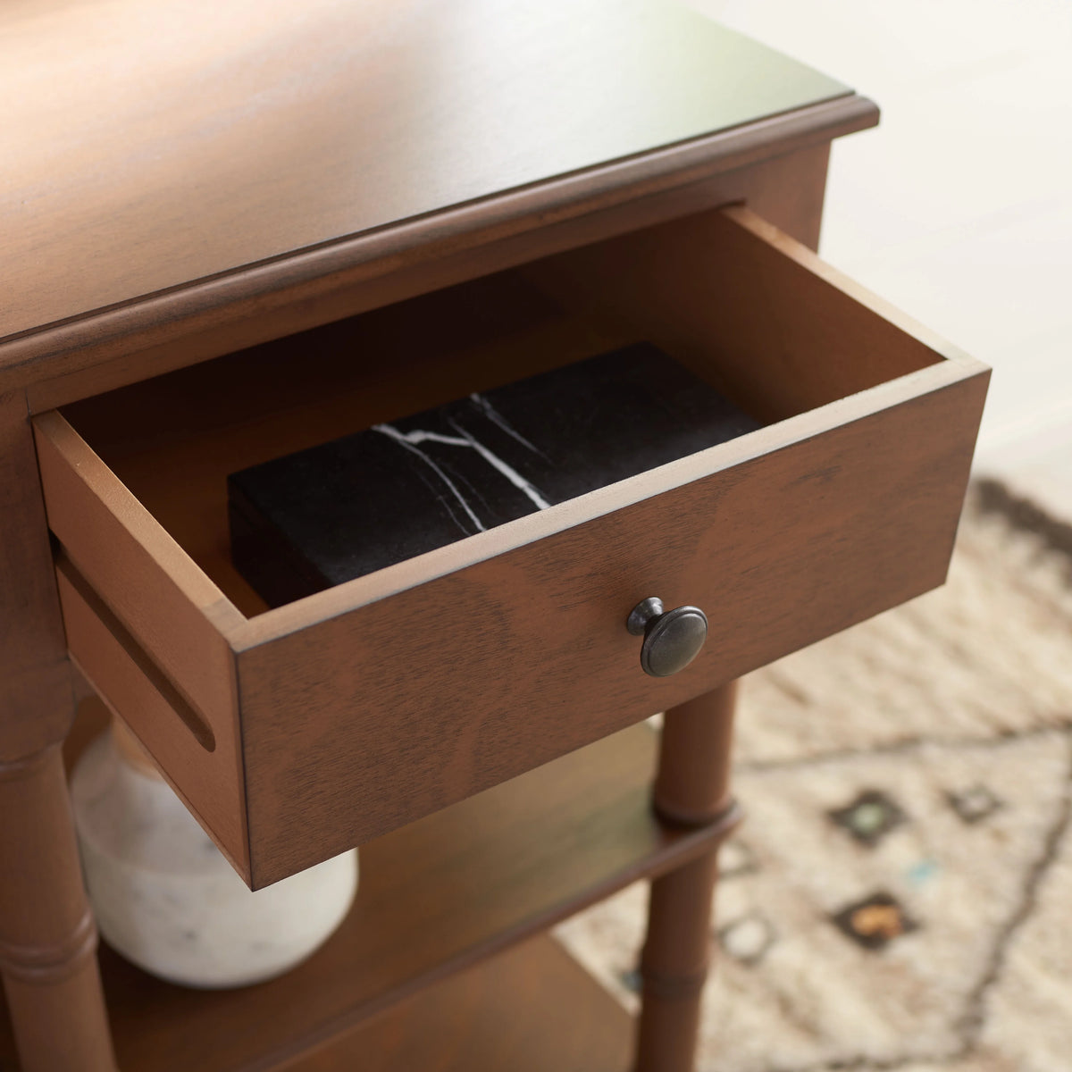 Brown Wood 1-Drawer Writing Desk E818568