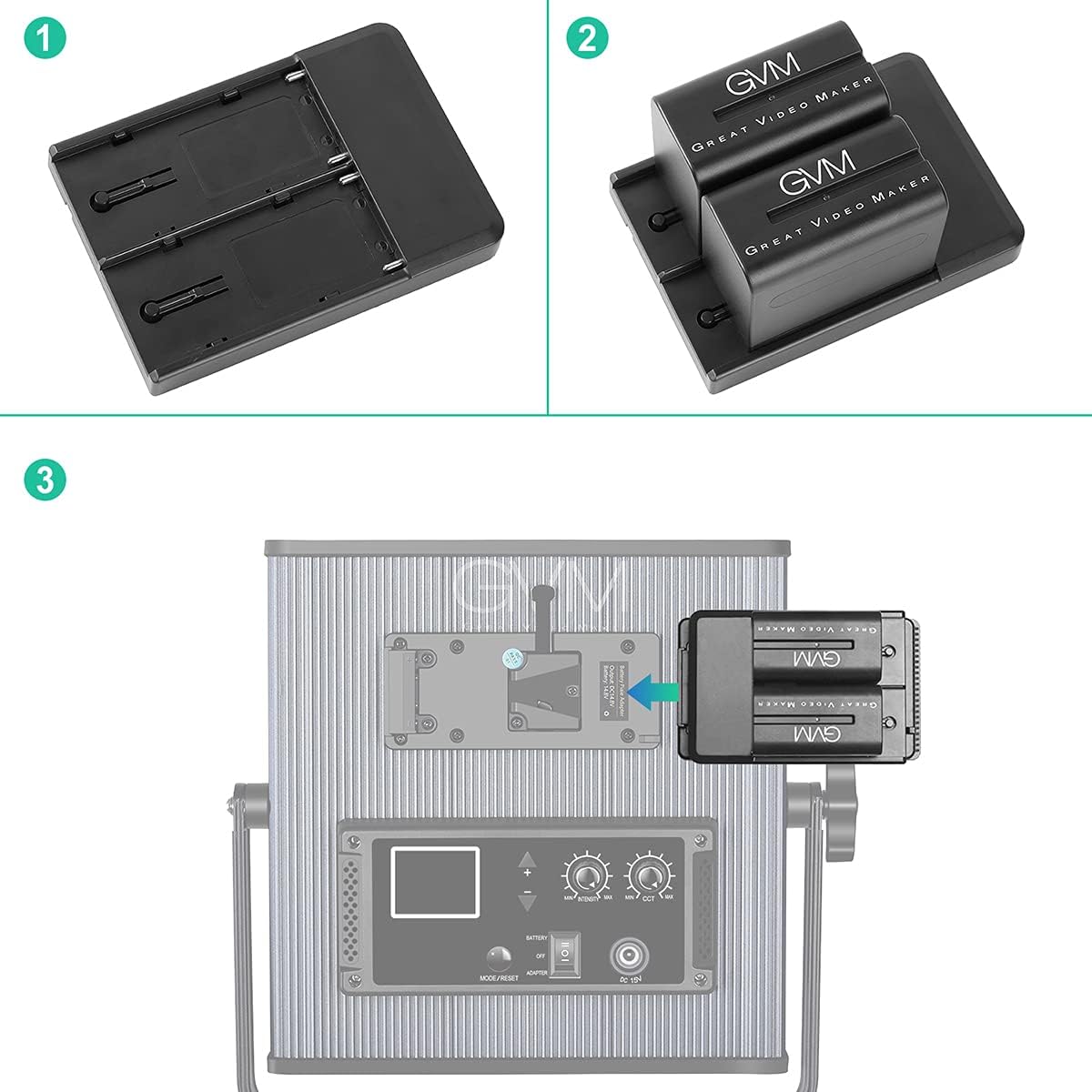 NP-F970 6600mAh Batteries with Dual USB Charger and V-Mount Adapter, 2 Packs B4385