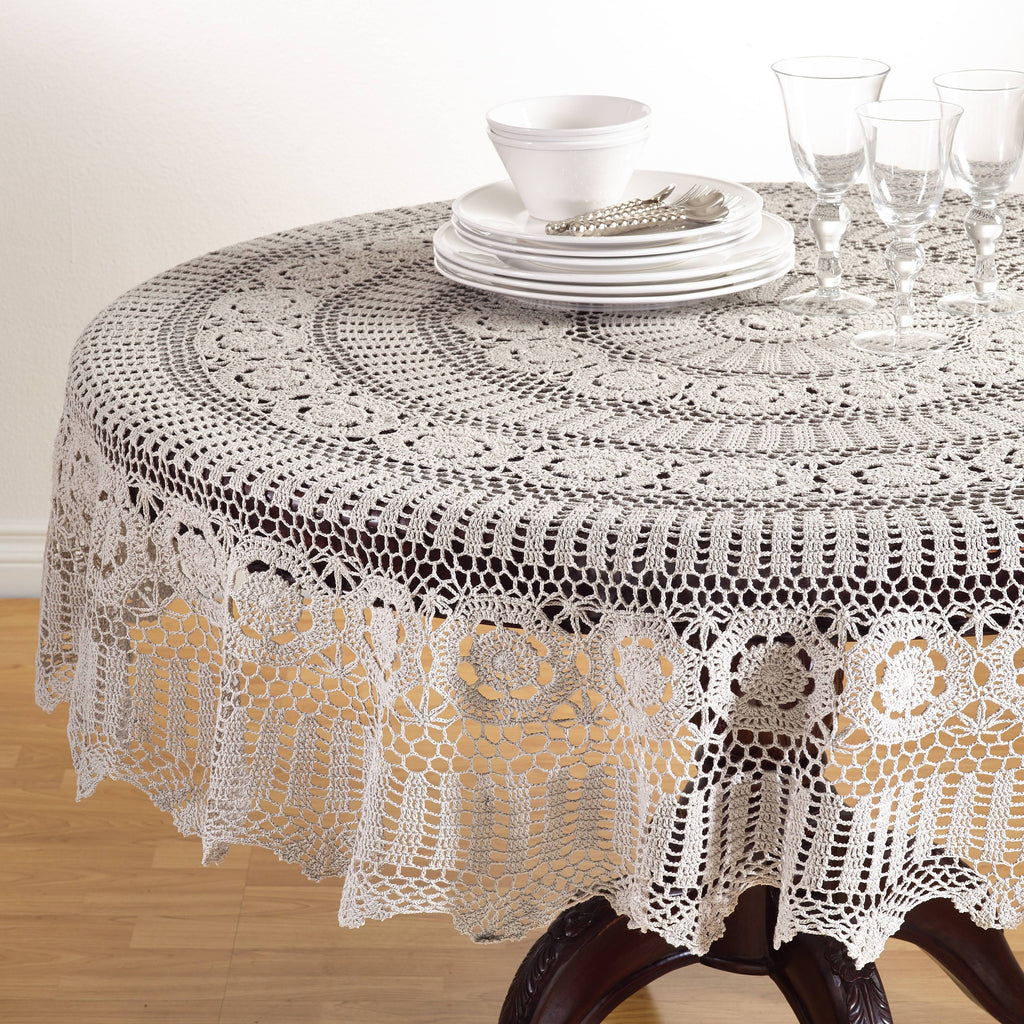 Handmade Crochet Lace Table Linens Grey E649441