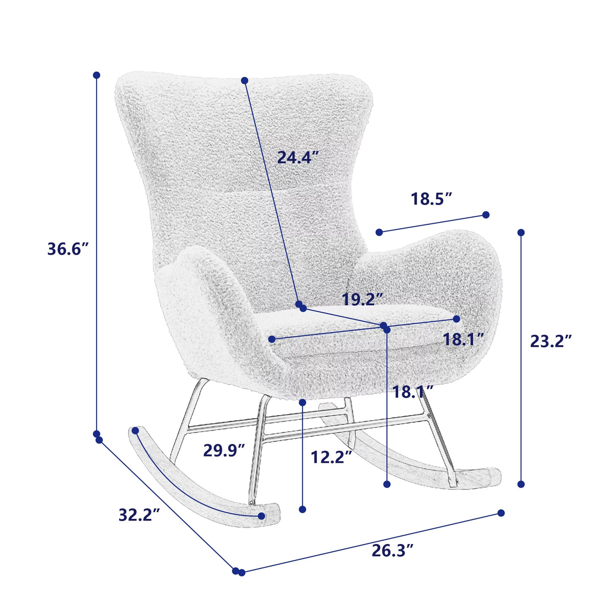 Velvet Recliner Chair with High Backrest and Armrests U50864